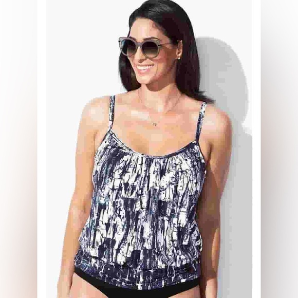 Swimsuits for All Lightweight Scoop Neck Blouson Tankini Top Plus Size 34 NWT - Picture 8 of 8